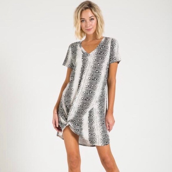 n:philanthropy Leonardo Twist Hem T Shirt Snake Cotton Mini Dress Medium Casual - Picture 1 of 5